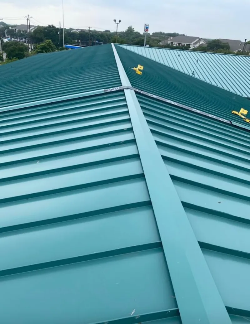 Green commercial metal roof ridge and valley for Metal Roof Repair in Newnan